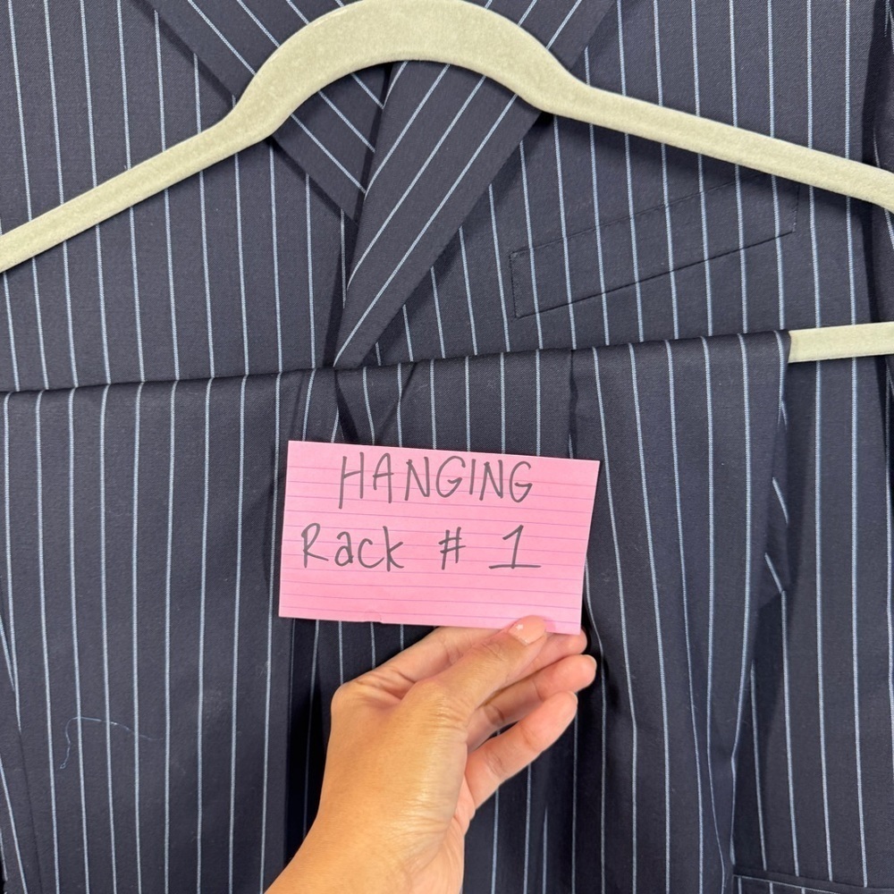 Canali Navy Pinstripe Wool Blazer Set Size 54L Made in Italy Classic Tailored - Picture 16 of 16
